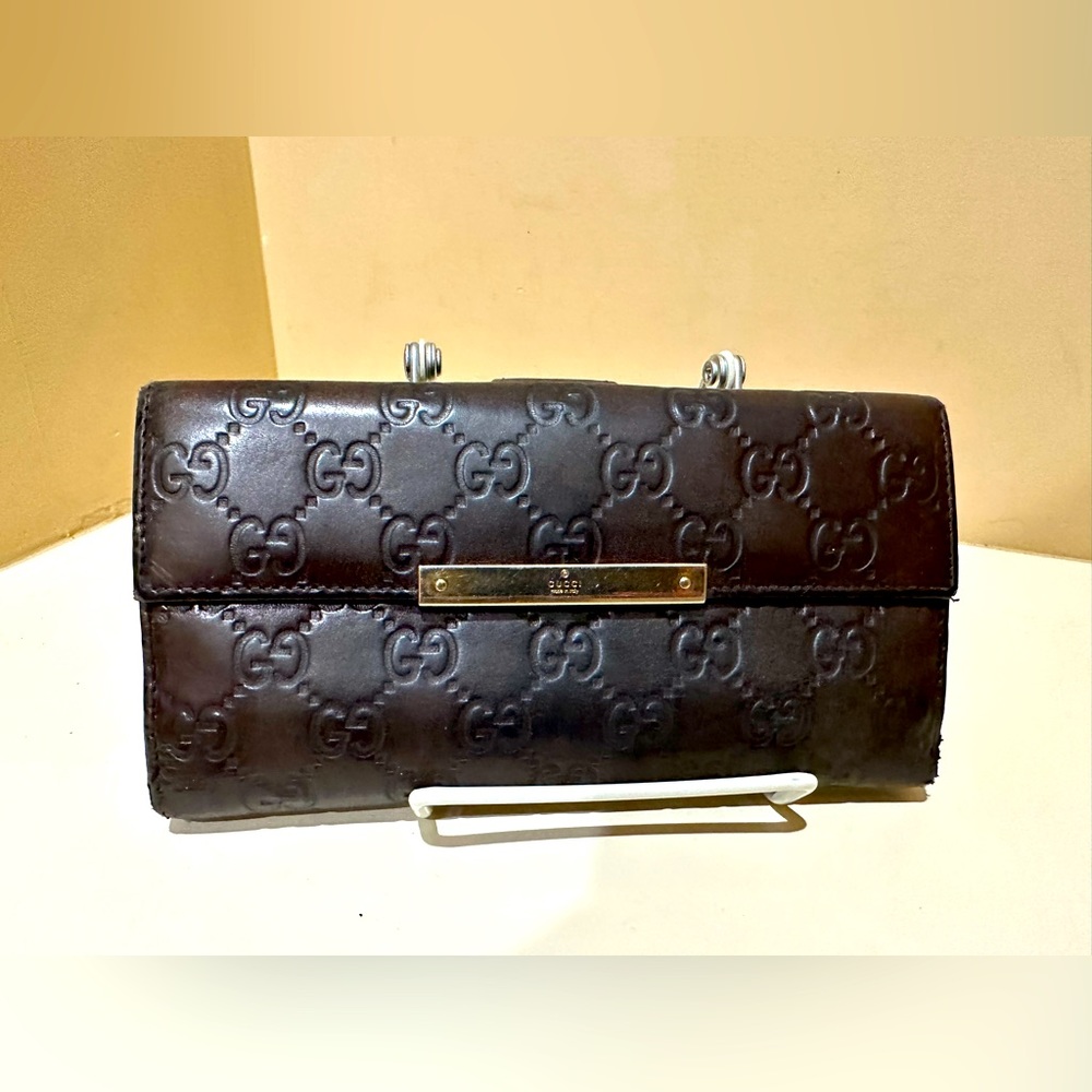 Gucci Guccissma Brown Leather Long Wallet